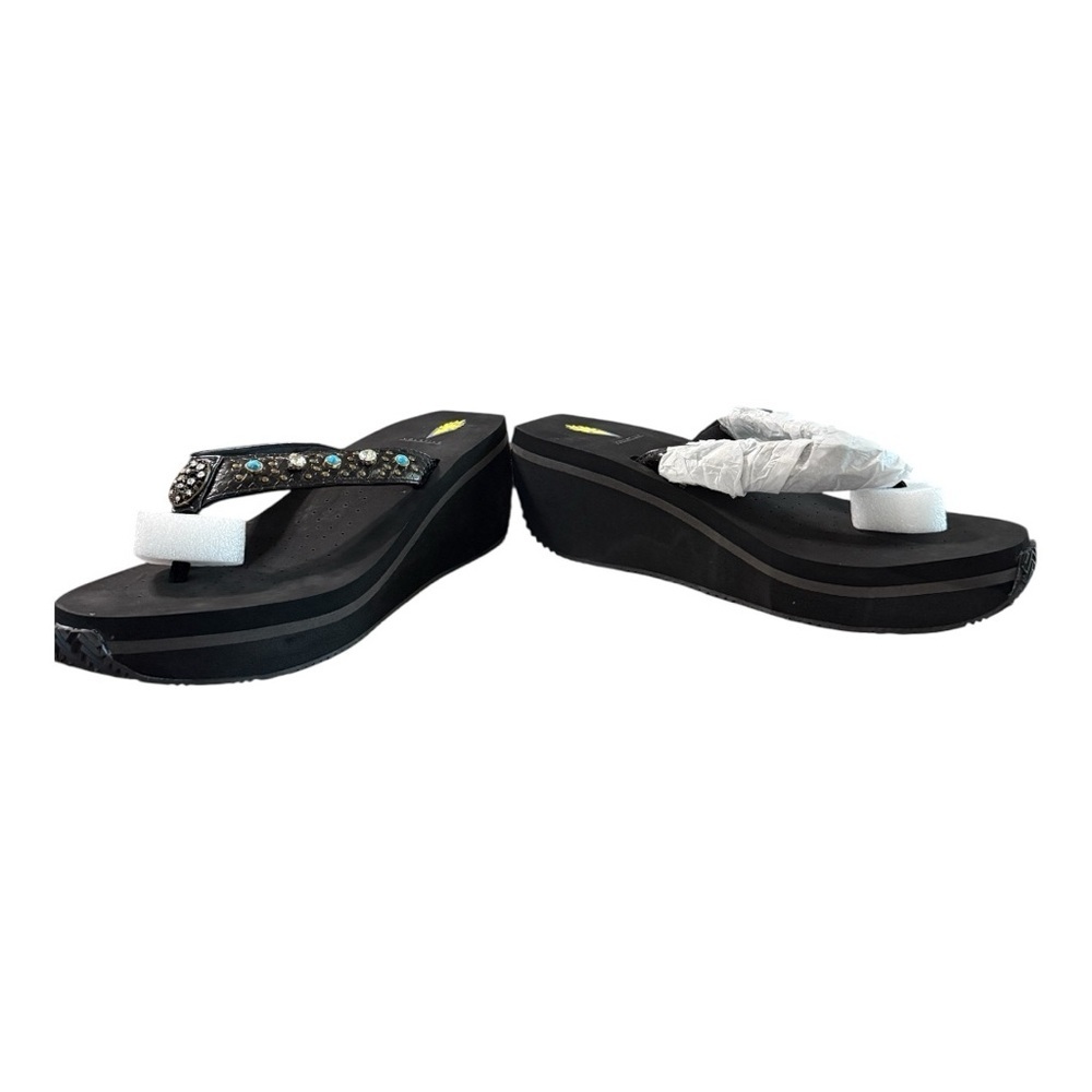 Volatile Gypsy Black Multi Rhinestone Wedge Flip-Flops - Picture 5 of 8